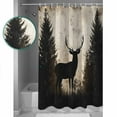 thumbnail image 3 of Small Stall Shower Curtain 36x72 Inch Narrow Half Size Rustic Forest Deer Bath Curtains Bathroom Decor Retro Farmhouse Country Animals Tree Waterproof Fabric Shower Curtain Set with Hooks 36 Inch, 3 of 6
