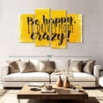 thumbnail image 2 of Elephant Stock Be Happy Quote I Wall Art - Horizontal Multi Panel Canvas - Hallway Wall Decor - Inspirational And Typography Multi Panel - White And Yellow Decor - 84" x 54", 2 of 8