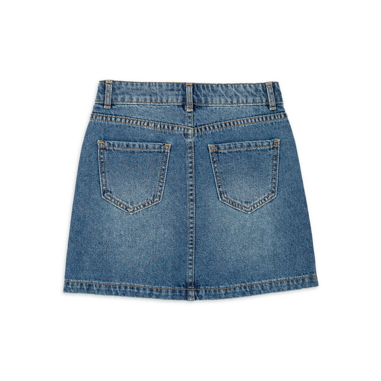 【WONDER WONDER】Lata unique unbalanced damage denim skirt Wonder Nation Girls Denim Skirt - 14/16 - Elastic Waistband