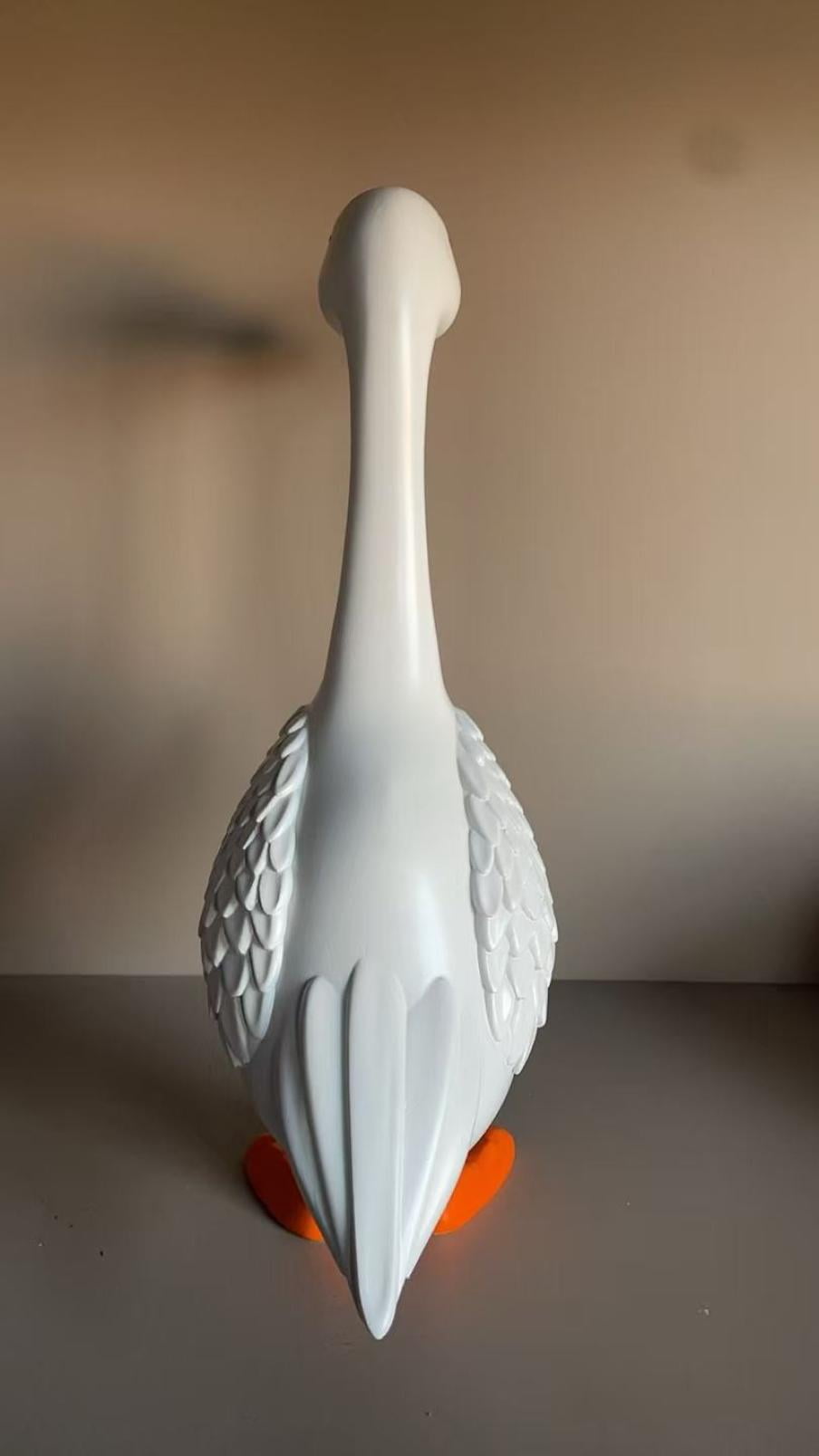 Porch Goose Statue, White Goose Figurine for Indoor Outdoor Decor, Garden Sculptures & Statues for Front Porch Patio Yard