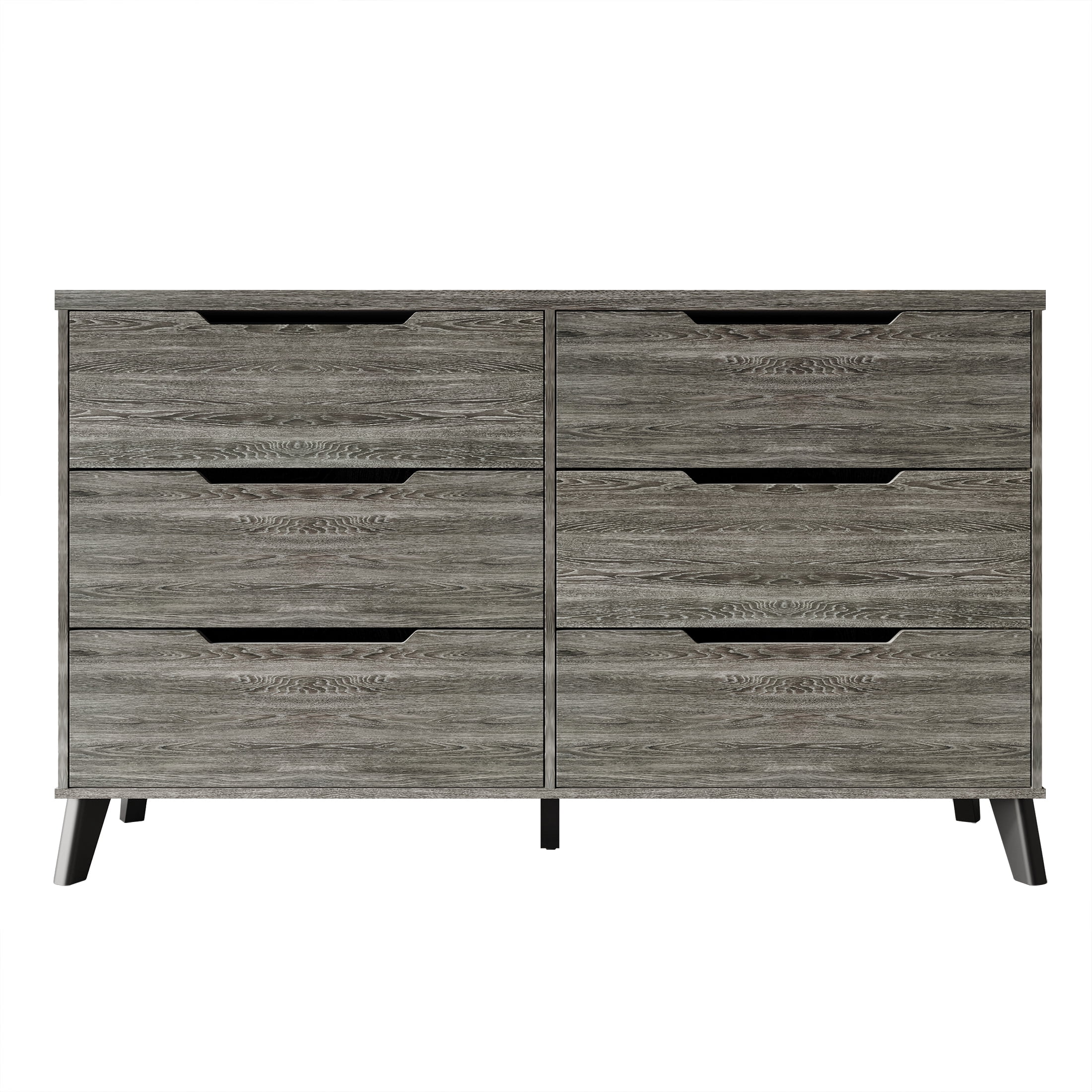 Castle Place Modern 6-Drawers Wooden Dresser, Dark Grey