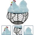 thumbnail image 3 of Metal Mesh Egg Basket Ceramic Farm Chicken Top for Food Storage Container (blue), 3 of 5