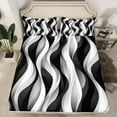 thumbnail image 2 of jejeloiu Geometric Lines Pattern Queen Sheet Sets,Waves Stripe Flat Sheet,White Black Striped Queen Fitted Sheet For Teens,Microfiber Bedroom Decor,4pcs, 2 of 7