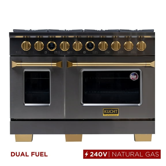 48 in. 8 Burners Dual Fuel Range for Natural Gas in Titanium Stainless steel.