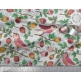 thumbnail image 2 of Soimoi White Heavy Canvas Fabric Artistic Bird & Floral Printed Fabric 1 Yard 58 Inch Wide, 2 of 3