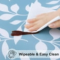 thumbnail image 4 of Round Fitted Tablecloth with Elastic Edge, 100% Waterproof Oil Proof Plastic Table Cover, Vinyl Flannel Backed Tablecloth Fits 36"-44" Round Tables for Dinner, Outdoor, Picnic, Blue Leaves, 4 of 6