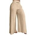 thumbnail image 2 of Wycnly Womens Flare Pants Womens Flared Pants Evening Party Elegant High Waist Wide Leg Palazzo Pants Casual Solid Cotton Linen Flare Pants Trousers for Ladies Fall, 2 of 6
