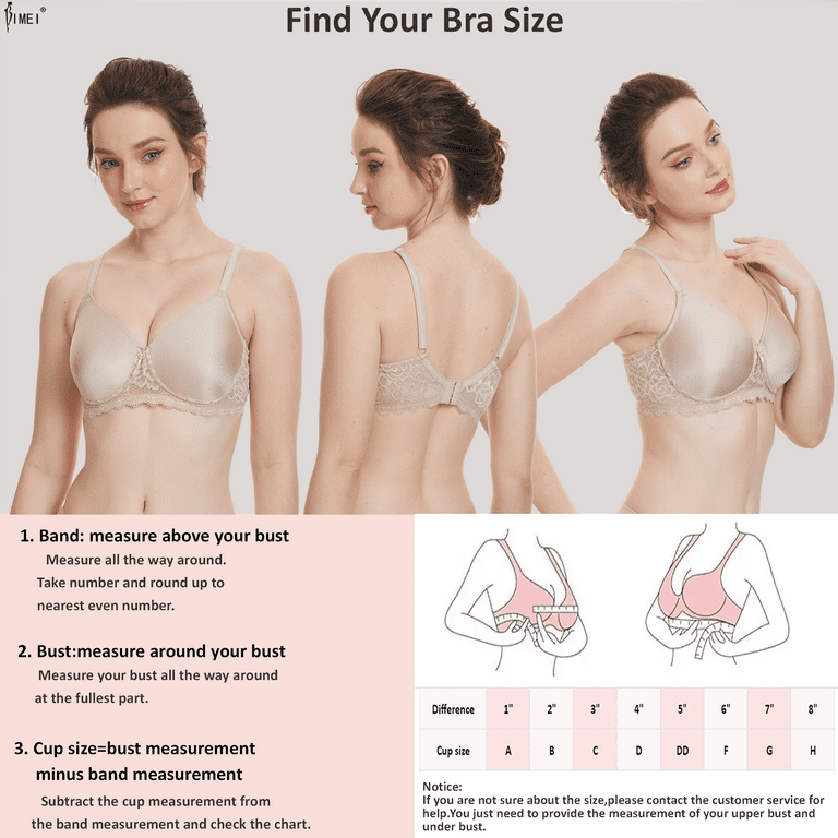 BIMEI Women's Mastectomy Bra Pockets Seamless Molded Bra Lace Contour  Post-Surgery Invisible Pockets for Breast Forms Everyday Bra 9828,Nude, 44A