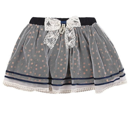 Navy Dot - richie house little girls navy white sweet polka dot lace overlaid bow skirt 1-5