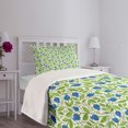 thumbnail image 3 of Ambesonne Fruits Quilted Bedspread Set 2 Pcs, Flowering Blueberry Leaf, Twin Size, Violet Blue Lime Green, 3 of 5