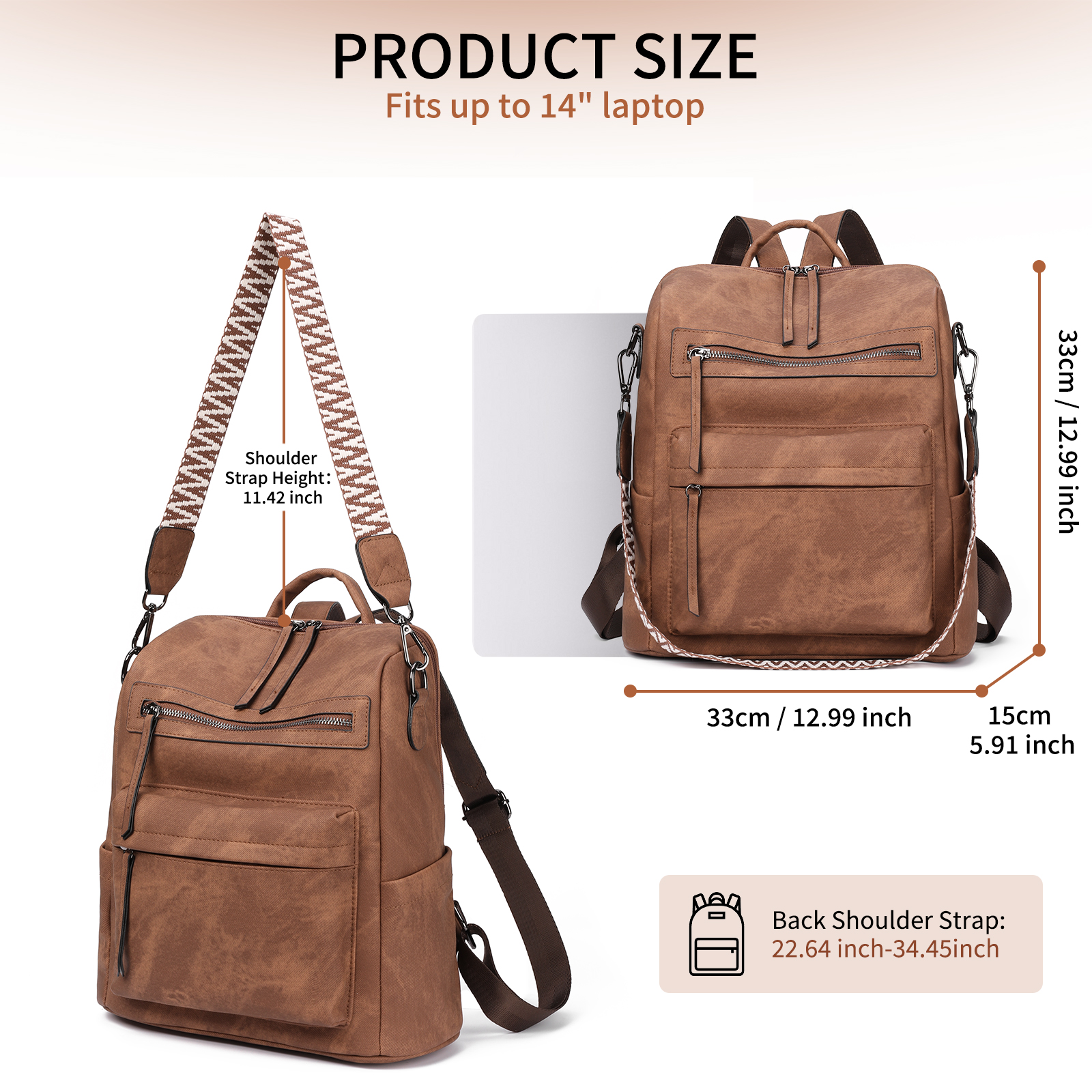 GOIACII Women's Leather Anti-Theft Travel Backpack photo 6