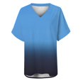 thumbnail image 6 of Yubnlvae Women's Tie-Dye V-Neck T-Shirt - Casual Gradient Print Loose Fit Short Sleeve Top (Blue, Green, Sky Blue, Orange, Coffee | S-XXXL) (Sky Blue | 3XL), 6 of 6