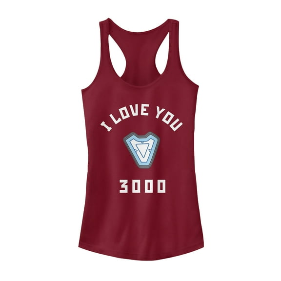 Junior's Marvel I Love You 3000 Iron Man Reactor  Racerback Tank Top Scarlet X Large