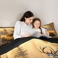thumbnail image 4 of Manfei Sunset Elk Patch Full Size Comforter Sets,Rustic Pine Check Bedding Comforter Set,Golden,Black Reversible,3 Pieces,1 Comforter and 2 Pillowcases, 4 of 7
