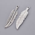 thumbnail image 2 of 5 pc Tibetan Style Alloy Charms Lead Free & Cadmium Free & Nickel Free Feather Antique Silver 42x10x2mm Hole: 2mm, 2 of 3