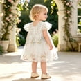thumbnail image 3 of Girls Princess Dress Flower Girl Dress Ball Gown Flutter Sleeve Tulle Embroidered 3D Flower Floral Embroidery Party Holiday Elegant Fancy Dresses for Girls 3-24M, 3 of 8