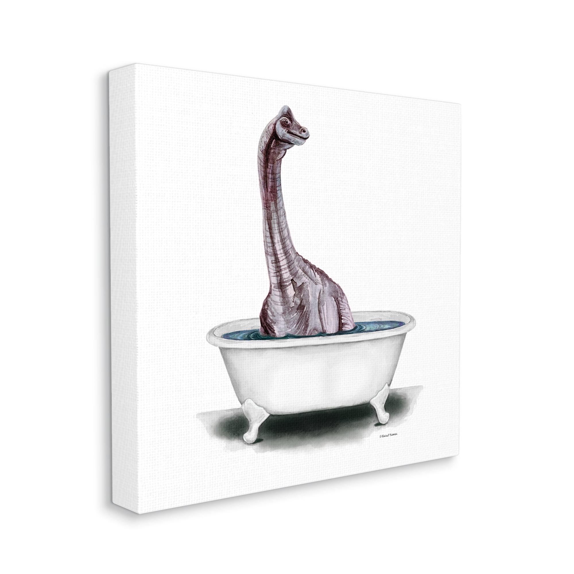 Stupell Bathroom Dinosaur Vintage Tub Animals & Insects Painting Gallery Wrapped Canvas Print Wall Art
