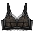 thumbnail image 2 of Jinhomg Women's Everyday Bras, Plus Size Wireless Sheer Lace Full-Coverage Bra for daily and T-shirt wear, Back Closure, Lace No Print, Soft Support Black 38, 2 of 5