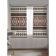thumbnail image 5 of Sheer Curtains 63 Inch Length, Beige Boho Semi Sheer Curtains Light Filtering Window Treatment, Vintage Ethnic Tribe Retro Abstract Art Privacy Voile Drapes for Living Room Bedroom 52x63 Inch, 5 of 7