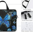 thumbnail image 3 of JRXY Blue Butterfly Blue Flowers Black Background Neoprene Laptop Handle Bag 15inch, 3 of 5