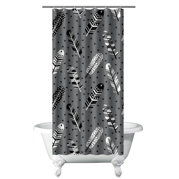 Small Stall Narrow Shower Curtain 36"W x 72"L – Tropical Bohemian Leaves, Mid-Century Abstract Boho Botanical Bathroom Decor, Vintage Floral Palm Leaf Pattern, Rustic Tribal Folk Style