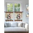 thumbnail image 4 of Christmas Sheer Curtains 45 Inch Long 2 Panels, Xmas Snowman Pine Tree Snowflakes Wood Grain Gold Light Filtering Rod Pocket Semi Sheer Curtains, Sheer Voile Drapes for Living Room Bedroom, 52"x45", 4 of 5