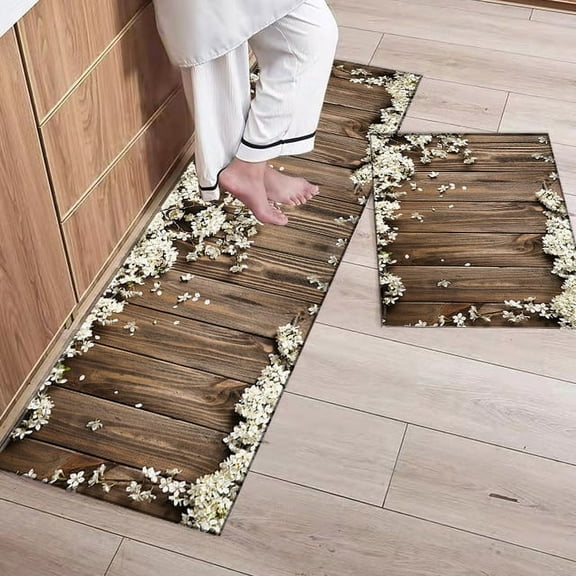 Simple Washable Wood Floor Pattern Kitchen Mat Carpet Rug Modern Home Decor Bath Entrance 3D Impression Antifouling Doormat