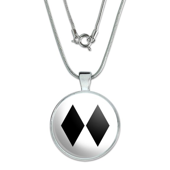 Double Black Diamond Skiing Experts Only 1" Pendant with Sterling Silver Plated Chain