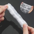 thumbnail image 2 of Disposable Shower Caps Clear Plastic Elastic Bath Cap Waterproof Hair Caps, 2 of 5