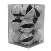 12 Pack Black, White and Silver Assorted Ball Ornaments