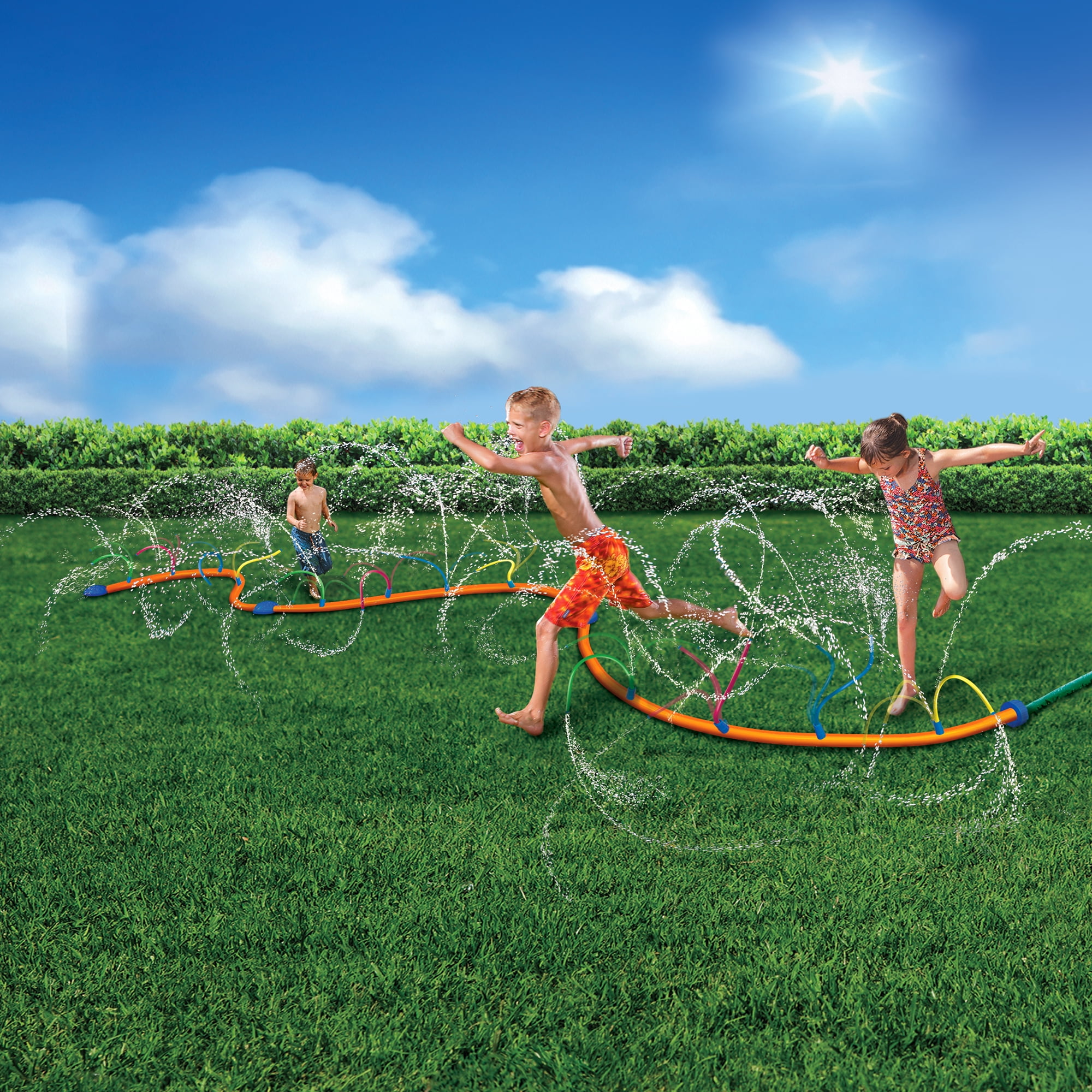 Banzai 12-Foot Wigglin Water Sprinkler Multi-Color Lawn Toy for Kids Ages 3+