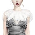 thumbnail image 6 of Women Victorian Feathered Mesh Shrug Shoulder Wrap Witch False Collar Shawl Scarf with Ribbon Tie Halloween Costume, 6 of 9