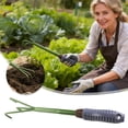 thumbnail image 2 of Garden Rake Three Teeth Steel Hand Rake Portable Gardening For Soil Loosening And Weeding, 2 of 6