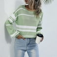 thumbnail image 3 of Bishop Sleeve Striped Sweater Green Medium, 3 of 6