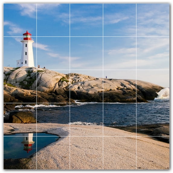 Picture-Tiles.com: Lighthouse Ceramic Tile Wall Mural WAL500838-55M. 30"W x 30"H using (25) 6" x 6" Ceramic Tiles-Satin Finish