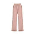 thumbnail image 4 of Linen Pants Womens Cropped Trouser Elasticated Waist Wide Leg Pants Baggy Capri Fall Solid Casual Work Pant Beach Loose Fit Lounge Wear Bottoms with Pockets Size S-5XL, 4 of 5