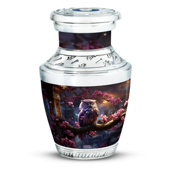 Small Engraved Owl In Lamp Tree Urn For Adult Mother & Father - Urn For Human Ashes Adult Woman & Men - Cheap Urns For Human Ashes - Ash Urns For Humans - Adult Cremation Urns (Size - 3Inch, 1Pcs)