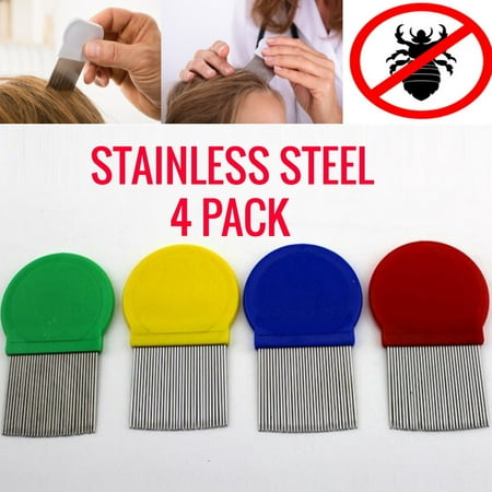 Lice Combs - Easliy Treat Lice By Removing Acrive Lice & Eggs - Stainless Steel Bristles - 4 Pack Lice (Best Way To Treat Lice Naturally)
