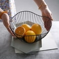 thumbnail image 4 of Dsseng Curved-Edge Modern Creative Stylish Single Tier Dish,Metal Iron Wire Fruit Vegetables Bread Decorative Stand Serving Bowls Basket Holder (Black), 4 of 6