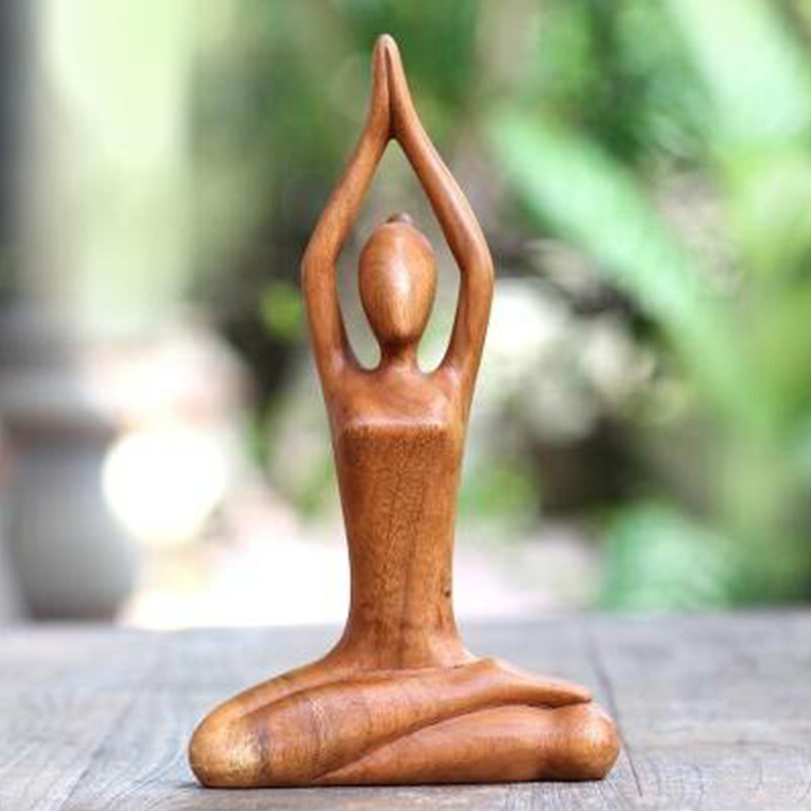 Eariy Yoga Pose Wooden Carving Sculpture Natural Brown Wood Sculpture Gifts for Gymnastic Lovers Yoga Meditation Home Decoration Hand Carved Human Figure Bedroom and Living Room