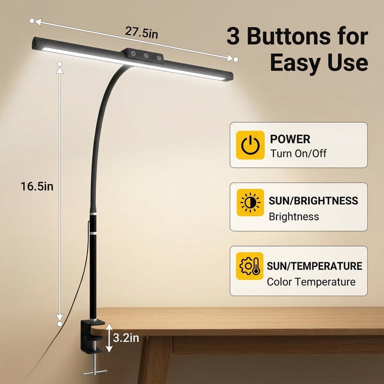 DAYBETTER LED Desk Lamp with Clamp and Adjustable Gooseneck photo 2