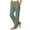 13#Green, variant on Elastic Waist Linen Pants for Women Straight Leg Button Detail Hem Split Multiple Pockets Breathable Solid Summer Casual Cropped Trousers Gray L