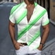 thumbnail image 2 of Camisas Manga Larga Hombre Hombres Casual Manga corta Primavera Verano Turndown Neck 3D Impreso Camisas Moda Top Blusa Camisas (Green, M), 2 of 4