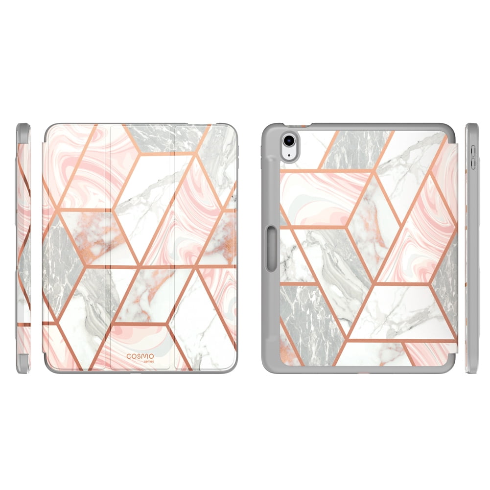 i-Blason for Apple iPad Air 11/10.9 inch Case 6th/5th/4th Generation 2024 [Built-in Screen Protector & Pencil Holder] Full-Body Trifold Stand Protective Smart Cover, Pink