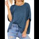 thumbnail image 3 of Camiseta Holgada Informal de Verano de Corta para Mujer. Azul Profundo XXL, 3 of 8