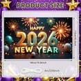 thumbnail image 2 of Gold Glitter Happy New Year Banner Teal Accent 2026 New Year Display Fireworks Design Balloon Decor New Year Backdrop for New Year Eve Holiday Celebration Party Decoration, 2 of 9