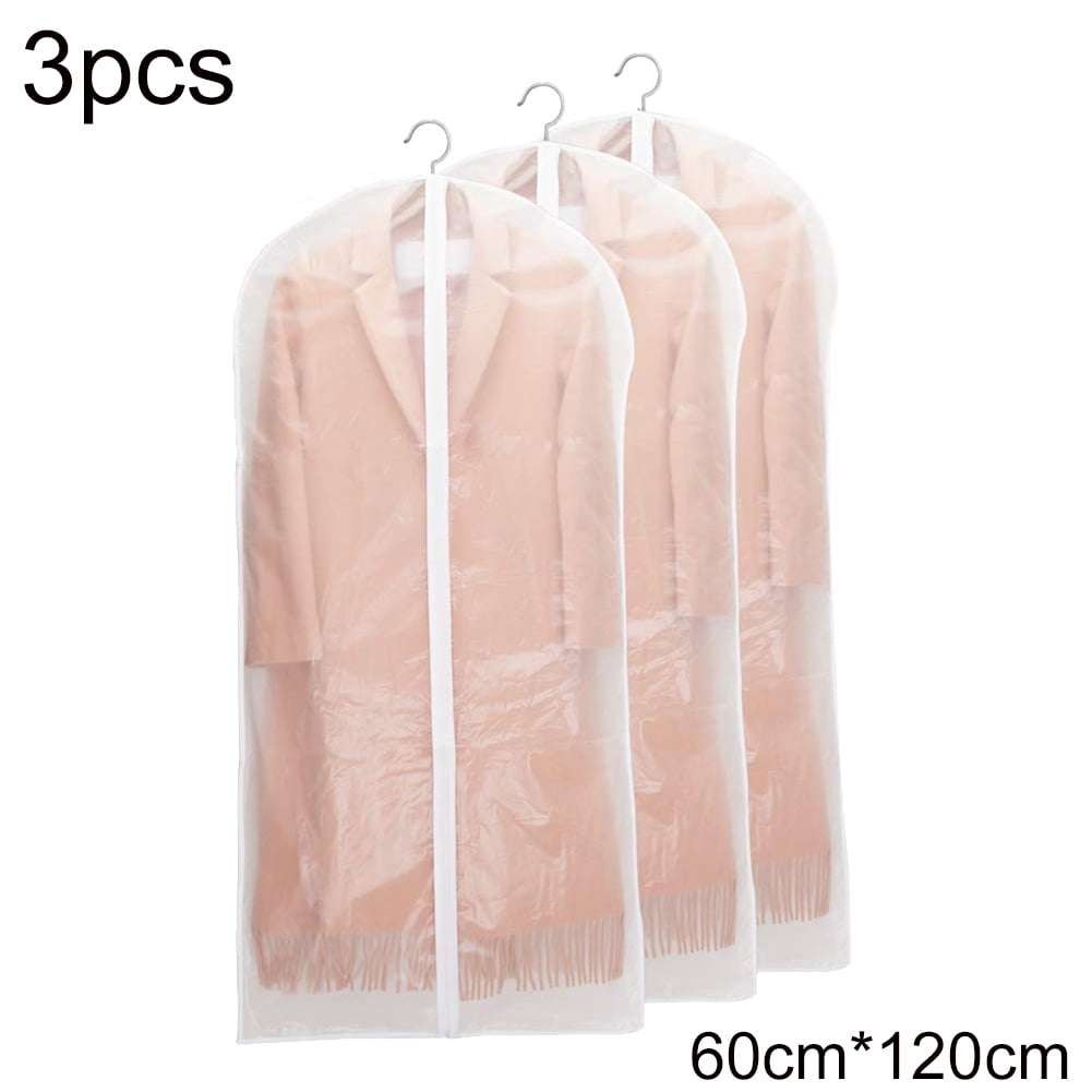 3Pcs Clear Garment Clothes Dust Cover Wardrobe Coat Suit Antidust