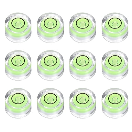 Uxcell 12pcs Circular Bubble Spirit Level 10x6mm Mini Round Bubble Spirit Level Little Measuring Layout Tools for TV Industrial Carpentry Picture Frame, Green/Black