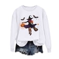 thumbnail image 2 of Jsaierl Halloween Sweatshirts for Women Plus Size Pumpkin Ghost Graphic Sweatshirt Going Out Crewneck T-shirt Long Sleeve Dressy Casual Pullover Tops Halloween Clothes, 2 of 4