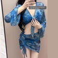 thumbnail image 6 of ZPAQI Women Long Sleeves Bathing Suit Halters Swimsuit with Crop Top and Beach Skirt, 6 of 17
